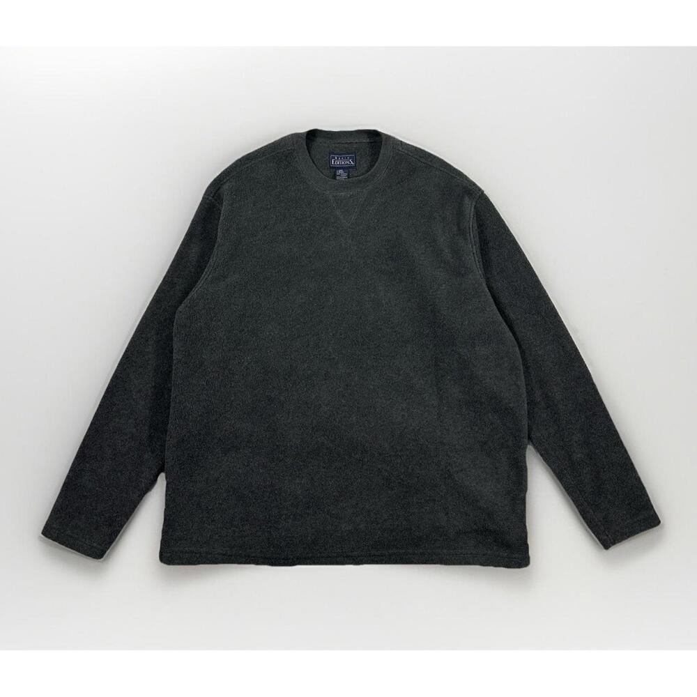 Basic Editions Lrg Fleece Pullover Grey Lined Vintage 2000s Sweatshirt Cozy Warm